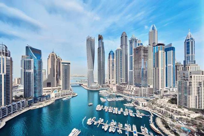 Dubai Marina City Skyline in the United Arab Emirates