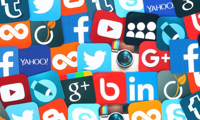 Background of famous social media icons