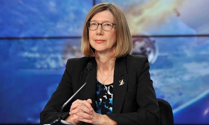 NASA Commercial Crew Manager Lueders attends a pre-launch news conference to discuss the SpaceX Crew Dragon in-flight abort test
