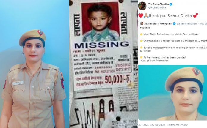Constable Seema Dhaka promoted for rescuing 76 abducted children Constable Seema Dhaka promoted for rescuing 76 abducted children