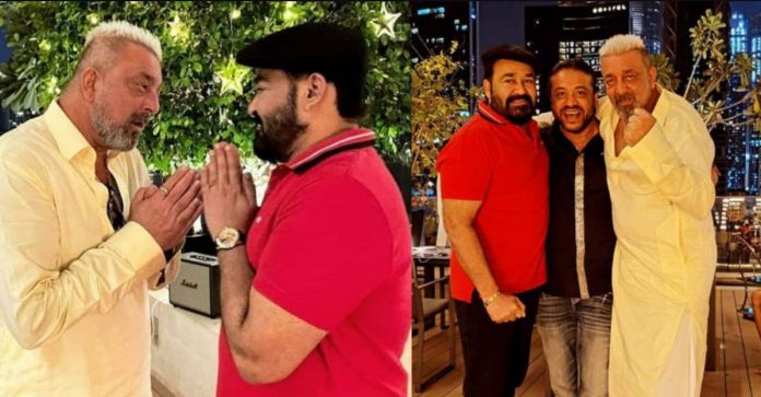 Mohanlal and Sanjay Dutt Mohanlal celebrating diwali with Sanjay Dutt