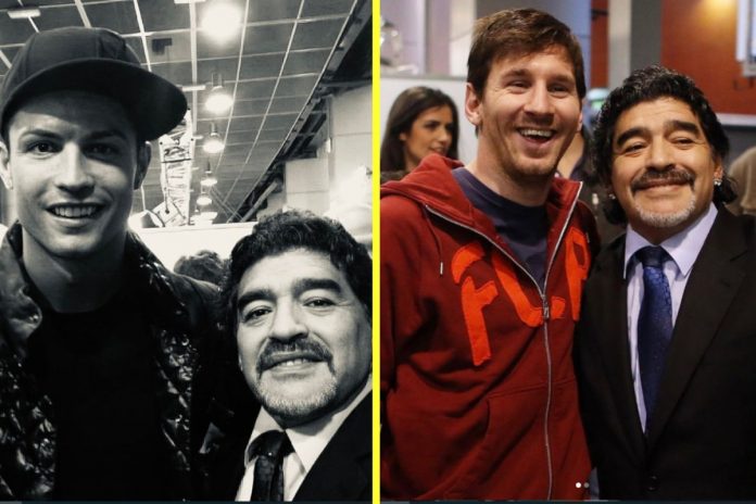 Ronaldo and Messi with Maradona Ronaldo and Messi conveys condolences to Maradona