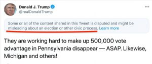  US Election; Twitter hided Trump's tweet