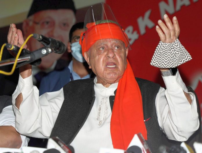 Farooq Abdullah addresses party meeting National Conference President Farooq Abdullah addresses party workers at the C (PTI)