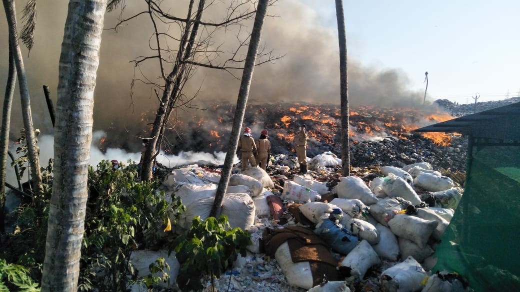 Brahmapuram waste treatment plant on fire