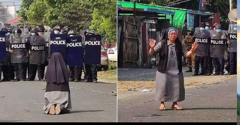 nun plea to army in Myanmar to stop open fire towards protestors
