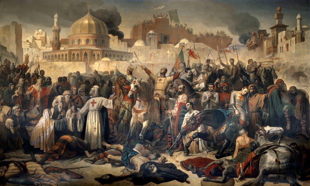Taking of Jerusalem by the Crusaders, 15th July 1099, Émile Signol, oil on canvas (1847)