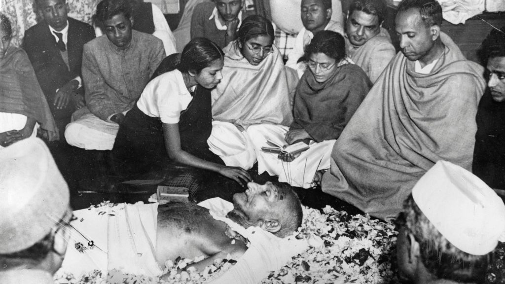 The funeral procession of Mohandas Karamchand Gandhi in Delhi